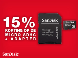 15% korting op Sandisk geheugenkaarten